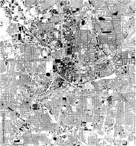 Mappa satellitare di Atlanta, Georgia, Usa, strade della città. Stradario e mappa del centro città