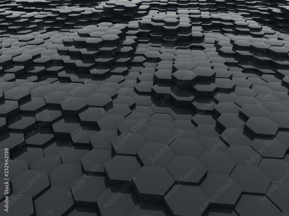 Black Glossy Hexagon Waves Abstract 3D Background Black Glossy Hexagon Waves Abstract 3D Background