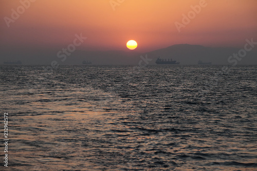 bronze sunset over the sea