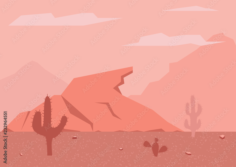 Rocky mexican desert landscape.