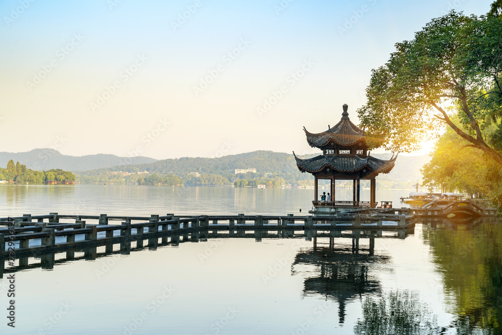 Beautiful architectural landscape and landscape in West Lake, hangzhou Beautiful architectural landscape and landscape in West Lake, hangzhou