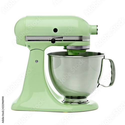 Green Stand or kitchen Mixer With Clipping Path Isolated On White Background