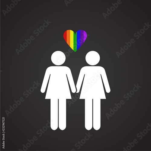 LGBT family female plus female on black background icon