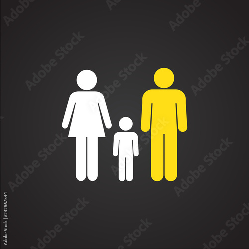 Interracial relationship family on black background icon