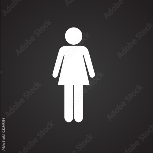 Woman icon on black background icon