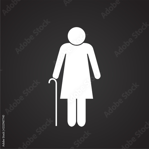 Grand mother figure on black background icon