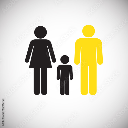 Interracial relationship family on white background icon