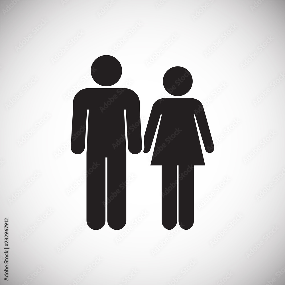 Young child free couple on white background icon Young child free couple on white background icon