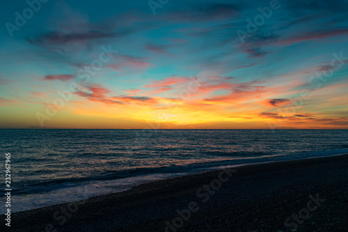 marine landscape with a dramatic sunset. Beauty of nature.