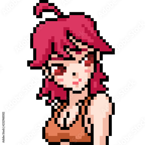 vector pixel art anime girl