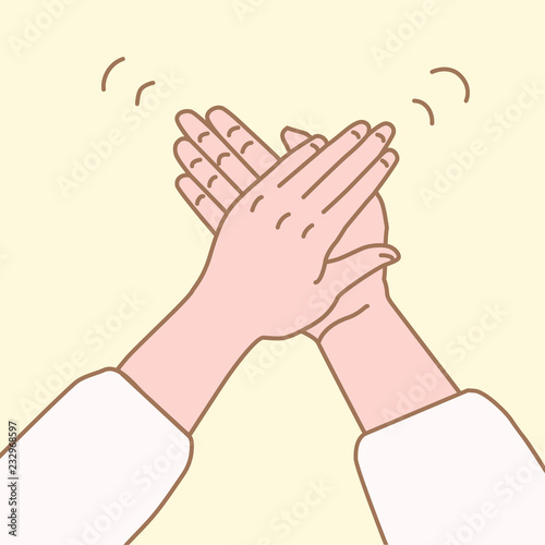 vector illustration of hand clap in a simple drawn linear style.Clap your hands gesture.