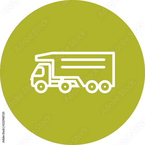 Tipper Truck Transport Line Circle Icon