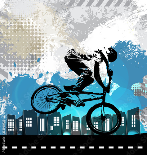 Silhouette of bicycle jumper
