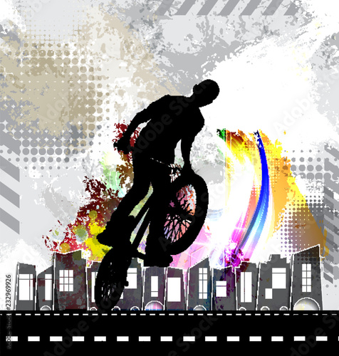 Silhouette of bicycle jumper