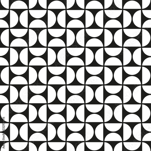 Seamless abstract geometric round curve intersect check pattern background.
