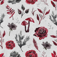Keuken achterwand Gotisch patronen Gotische bloemen en planten aquarel  © scarlet_heath