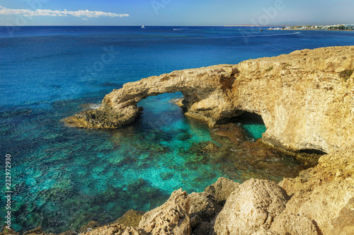 Beautiful natural rock arch near of Ayia Napa, Cavo Greco and Protaras on Cyprus island