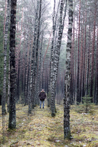 Lonely man in the forest