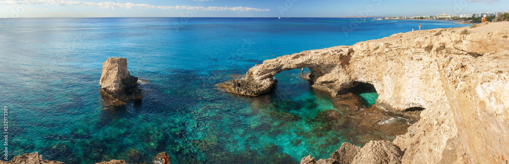 Beautiful natural rock arch near of Ayia Napa, Cavo Greco and Protaras on Cyprus island