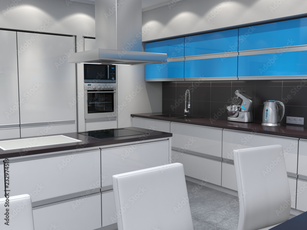 Fototapeta premium 3D rendering modern kitchen