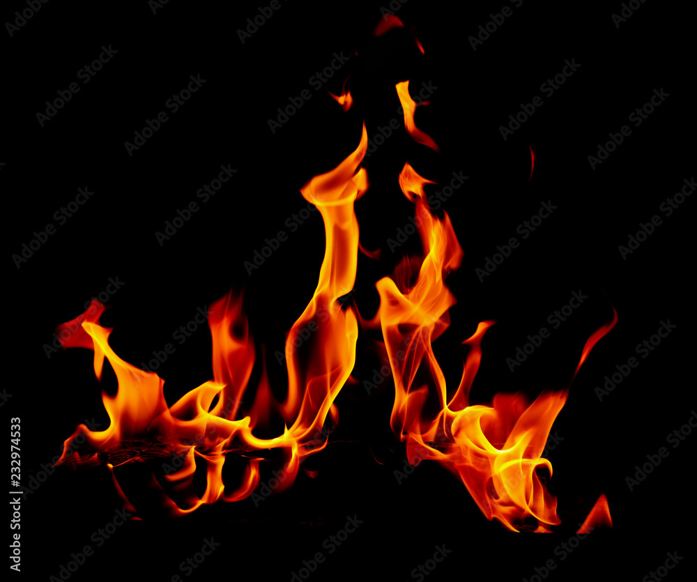 Flame of fire on a black background Flame of fire on a black background