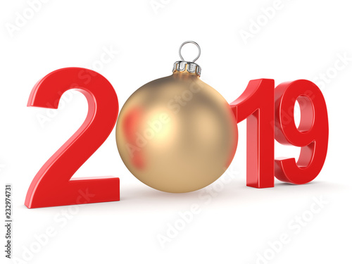 3D rendering 2019 New Year red digits