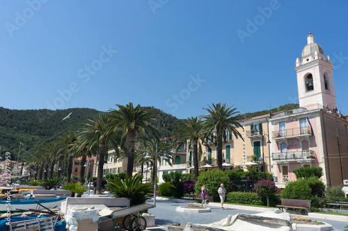 Fototapeta Naklejka Na Ścianę i Meble -  The beach of Noli, Liguria - Italy June 2018