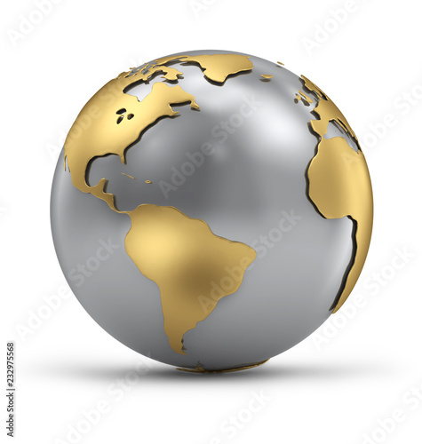 Gold and Silver Earth Globe