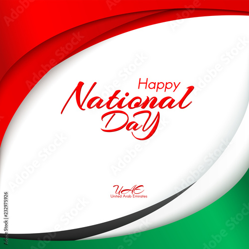 Template with colors of the national flag of United Arab Emirates UAE with the text of Happy National Day and Independence Day UAE For greeting card banner template on holiday theme Background Vector