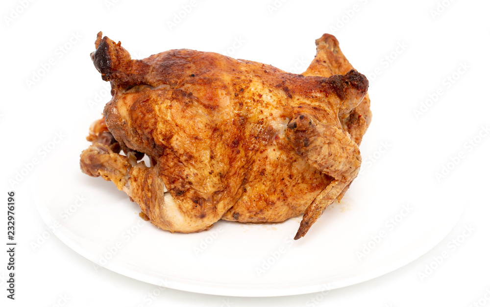 Fresh grilled chicken on a white background Fresh grilled chicken on a white background