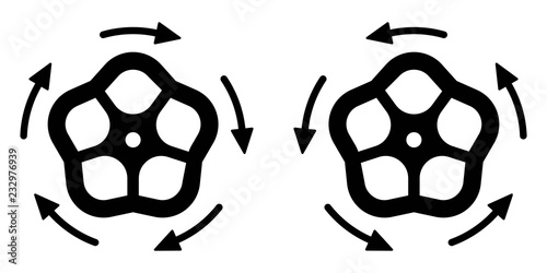 icon to open and close the faucet, vector concept of tightening the water valve, icon spinning, unscrew