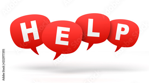 Картината върху платно help speech bubbles 3d concept illustration