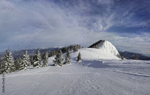 Ski slopes on Mount Bondone (Trento, Dolomites, Italy)