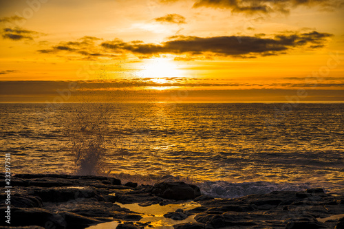 Dawn at the coastline of Craster  Northumberland 