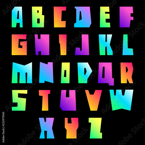 New font cut vibrant letters uppercase vector