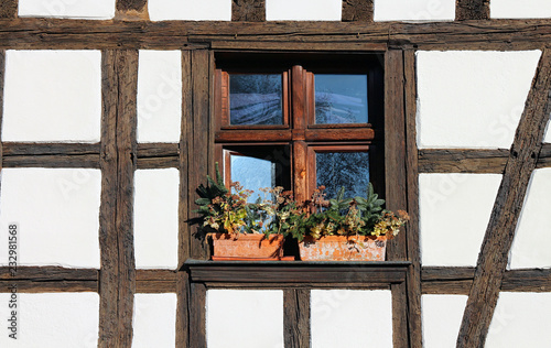 window of alsacien half-timbered house