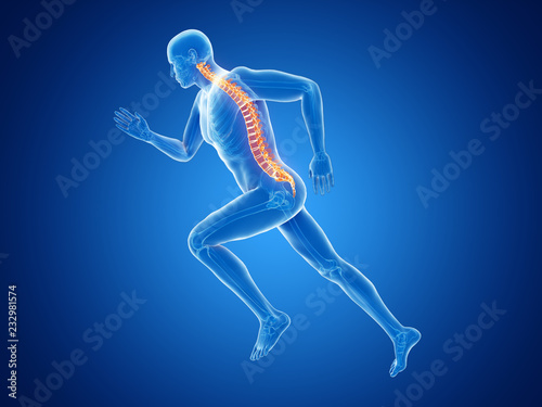 3d rendered illustration of a joggers spine
