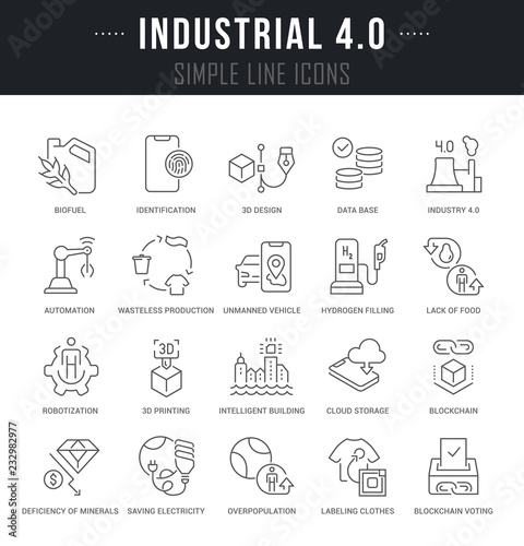 Set Vector Line Icons of Industrial 4.0.