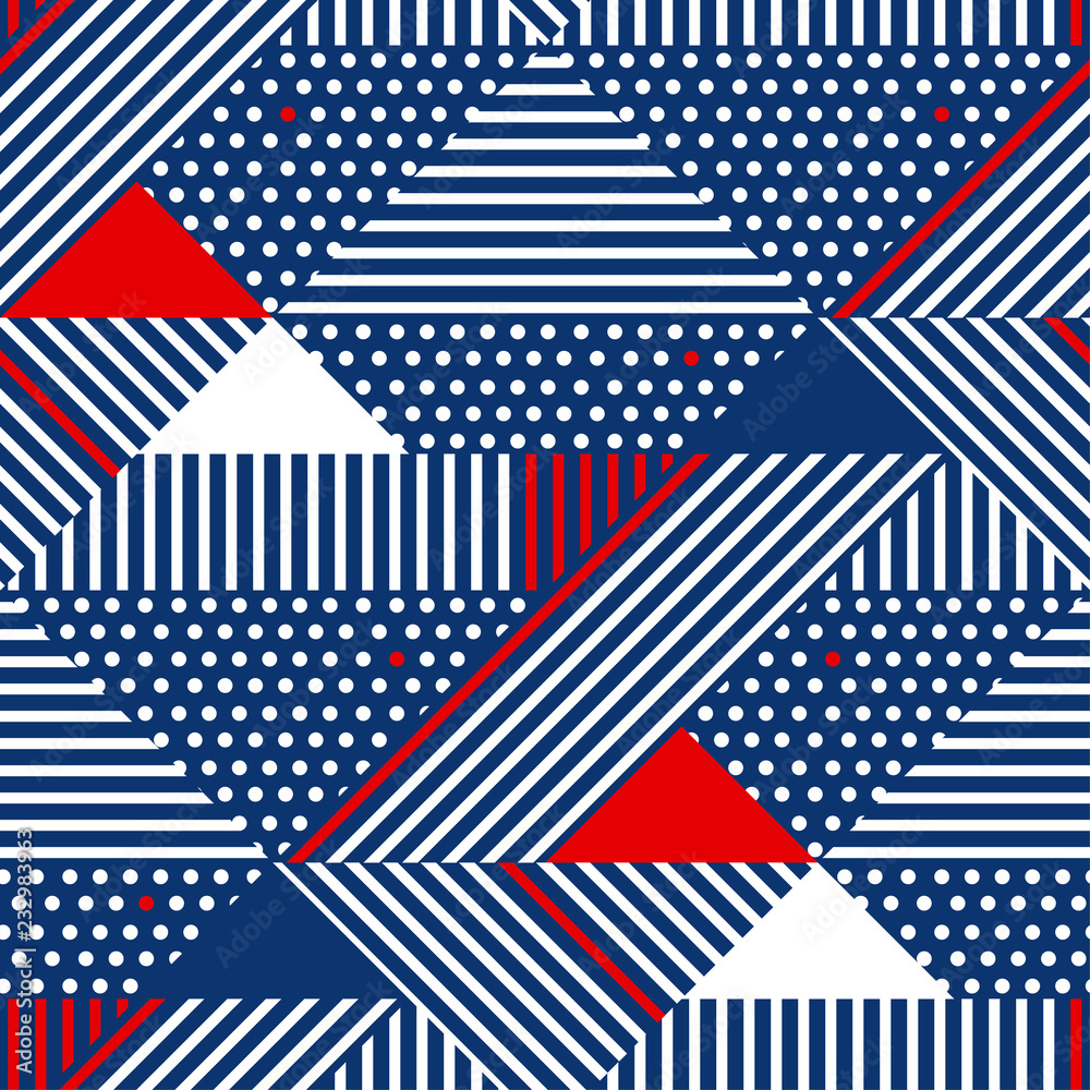 Blue and white stripes geometric seamless pattern. Blue and white stripes geometric seamless pattern.