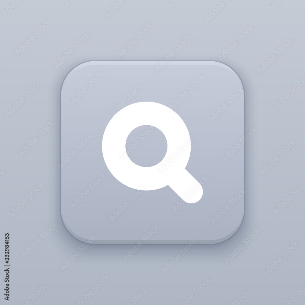 Search, Magnifying, gray vector button with white icon