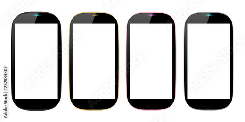 スマートフォン4色カラバリのイラスト
