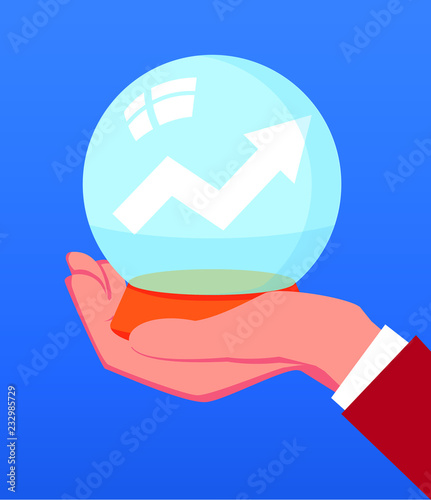 Businessman holding crystal ball in his hand