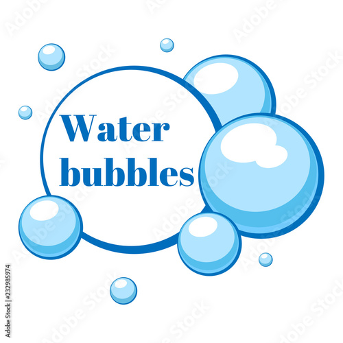 Blue air bubbles from water or chewing gum, foam. Templates for dialogs and messages, prices and discounts. Isolated white background. EPS10 vector illustration.