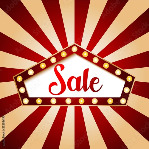 Casino sale banner pentagon design. Red color on vintage background illustration vector EPS10.