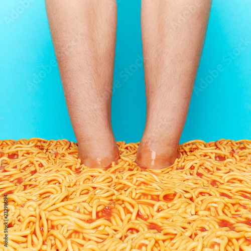 Standing in spaghetti