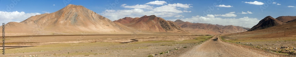 Pamir mountains and Pamir highway panorama Tajikistan Pamir mountains and Pamir highway panorama Tajikistan