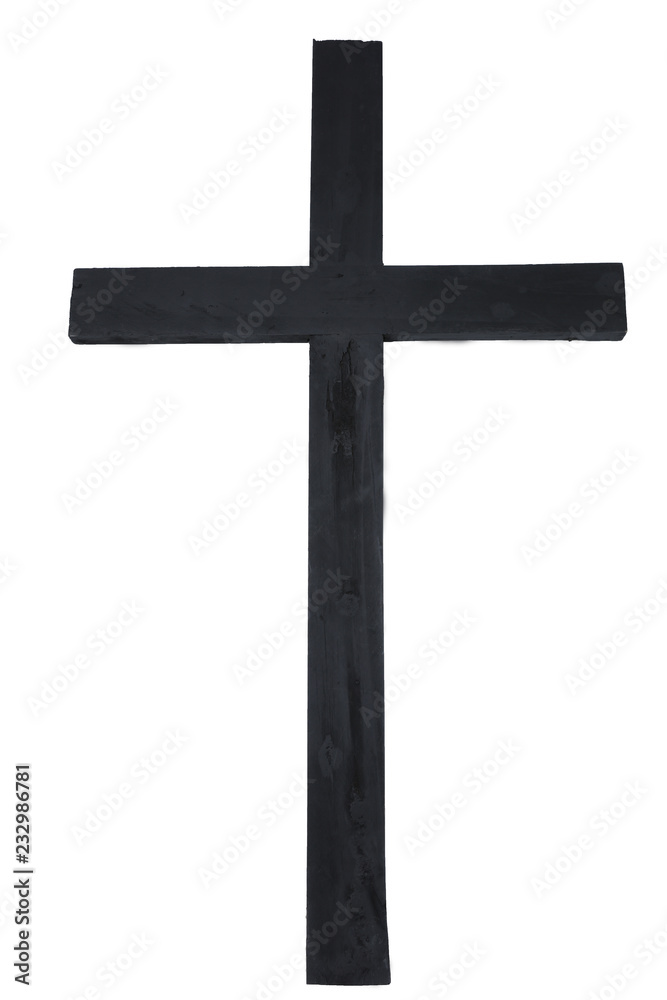 black crucifix / black cross on white background