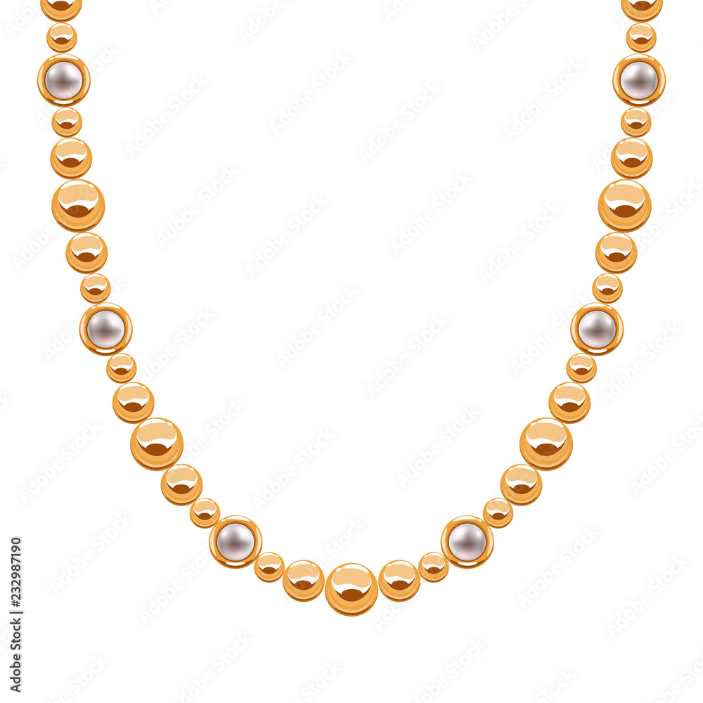 Obraz premium Chunky chain golden necklace or bracelet with beads.