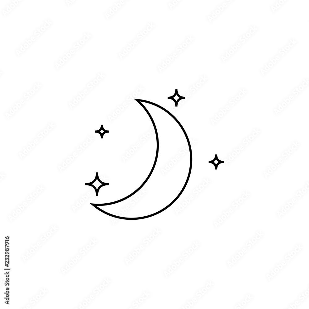 Moon and Stars outline icon. linear style sign for mobile concept and
