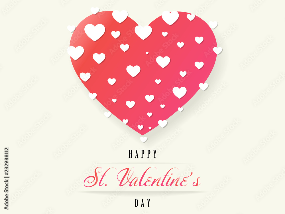 St. Valentines greeting card with a big heart, vector
